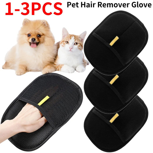 Pet Grooming Gloves, Deshedding Glove pet hair remover for Dogs, Cats, and Rabbits Accessories with Long/Short/Curly Hair.