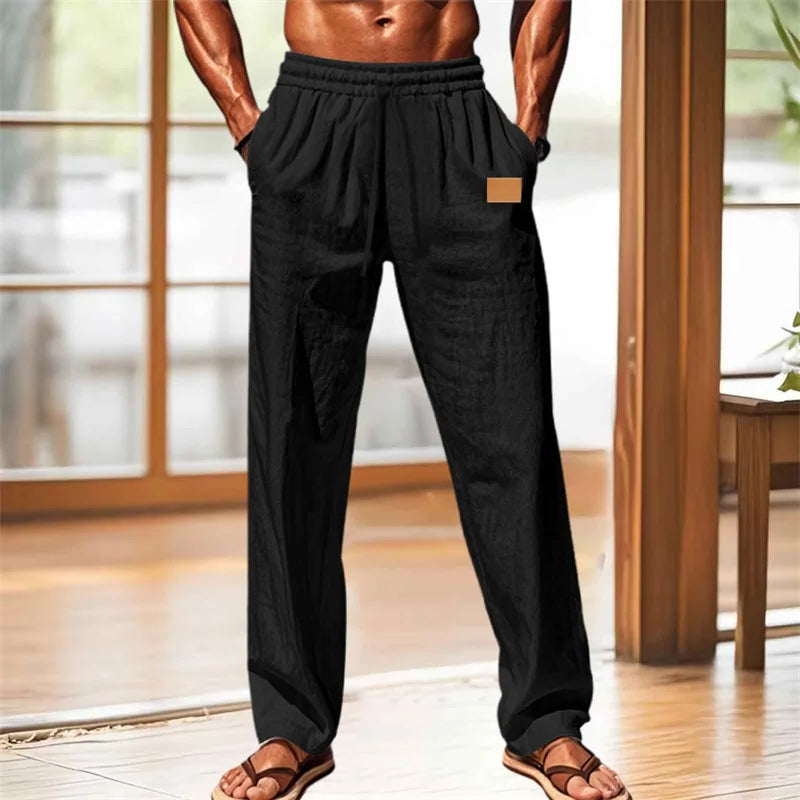 Men's Comfortable Elastic Waist Drawstring Pants with Loose Fit and Breathable Fabric