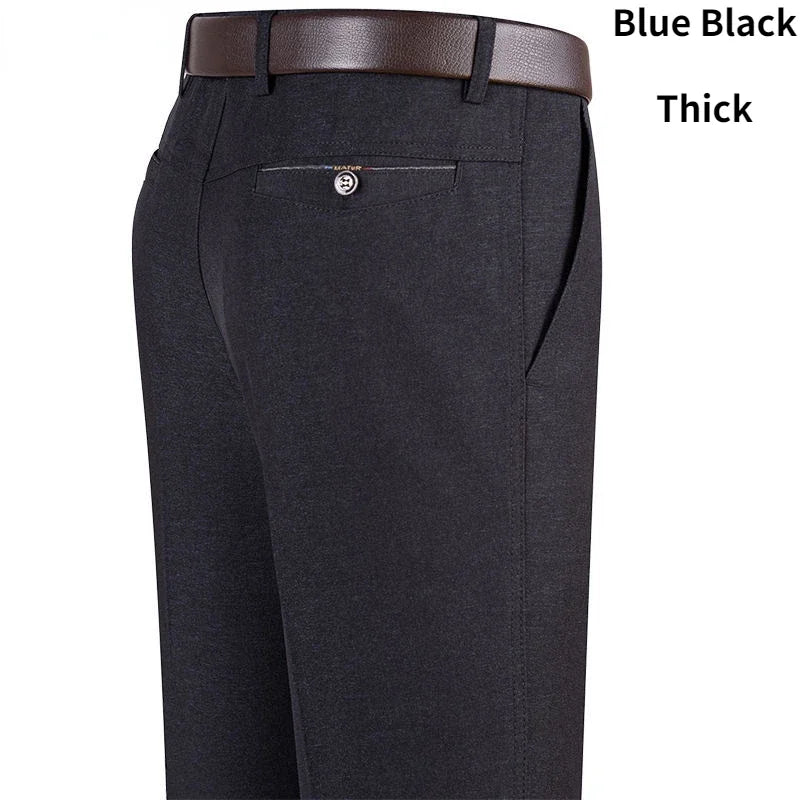 New Men's Summer Thin Business Casual Pants, Autumn Fashion Solid Gentle Thicken Trousers, Male Brand Suit Pant Black Grey RIYBEOE