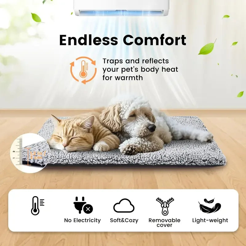 Winter Self-Heating Pet Pad Blanket for Dogs/Cats, No Electricity Thermal Mat with Anti-Slip Bottom, Warm Cushion for Puppy/Kitten