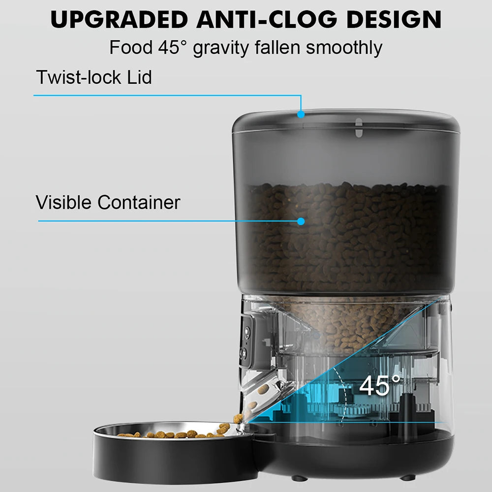 NPET 4L Automatic smart pet feeder for cats/ dogs, Multiple pets with stainless steel bowl, Customize healthy food 1-9 portions.