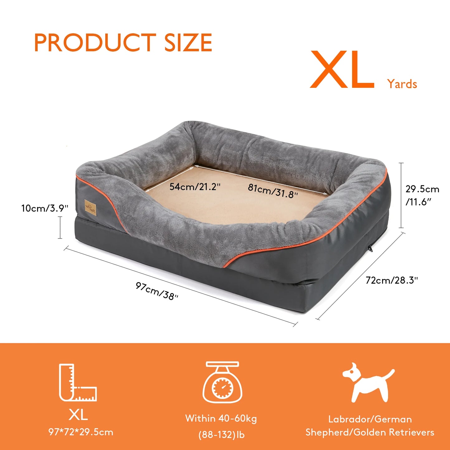 Large Dog Bed Soft Comfortable Anti-Allergy Warm Fleece, Removable Washable Cover Pet Bed Waterproof.
