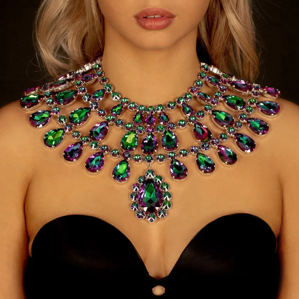 Stonefans Multilayer Necklace Choker Water Drop Crystal
