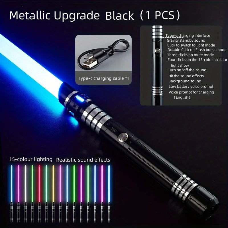 15-color 2-in-1 Metal Gravity Sensing Light up Saber Toy Sword, Light sword Upgraded Version, Party Glow Sword