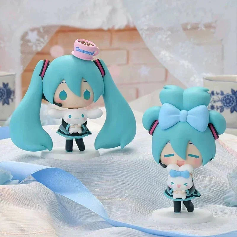 Anime Hatsune Miku Figure Cinnamoroll Figures, Miku Kawaii Action Figurine Q-version, Doll Model PVC Desktop Decoration Toys