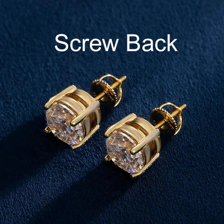 CUC 3-14MM AAAA Zircon Stud Earrings Screw/Push Back For Women/Men