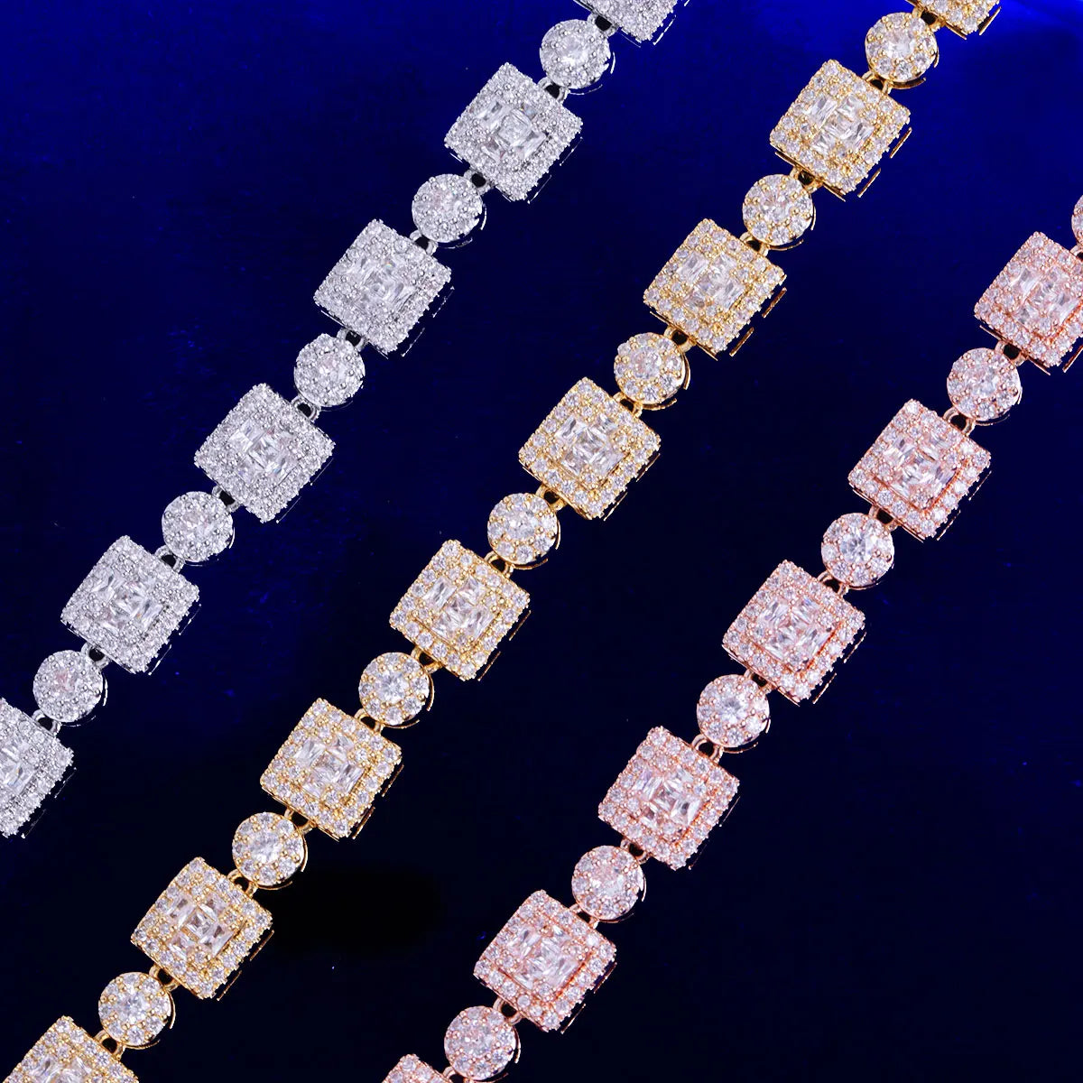 Bubble Letter Icon Tennis Bracelet for Men Micro Pave Prong Setting Cubic Zirconia