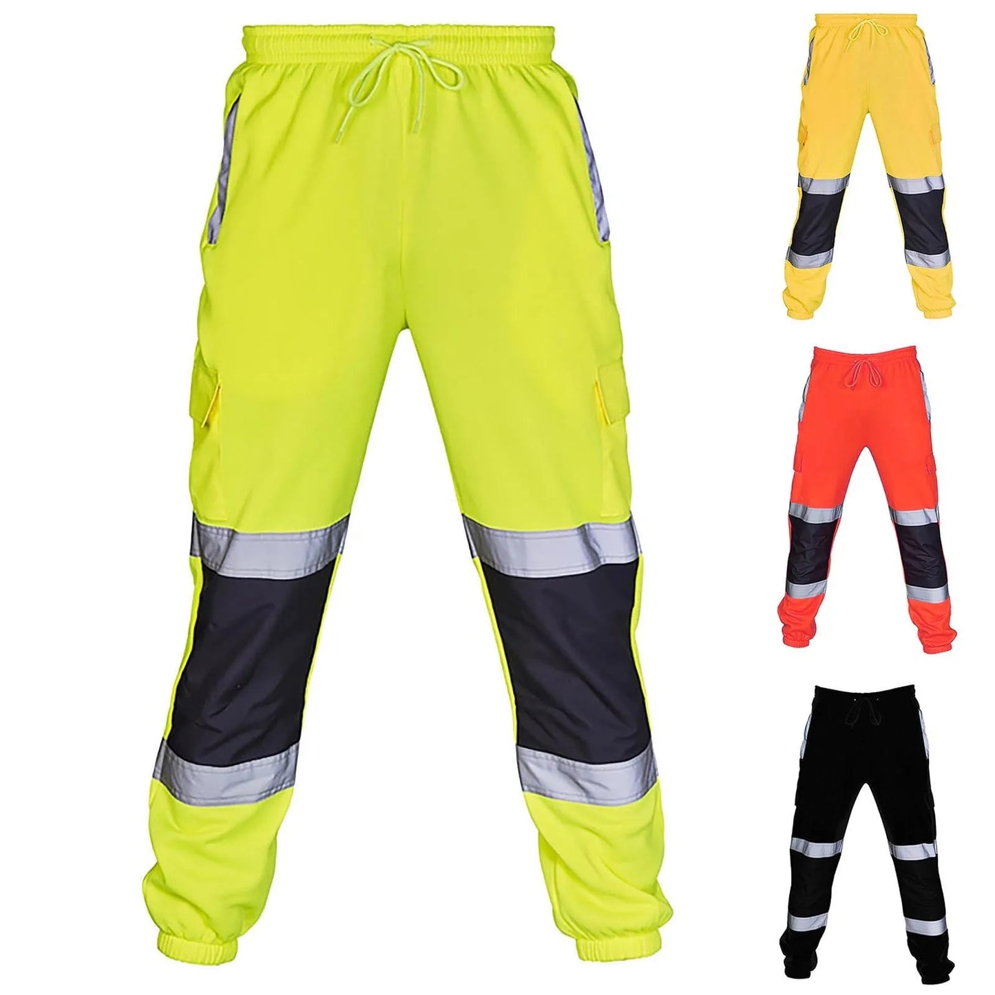 Reflective Stripes Strips Men Work Hi Vis High Visibility Work Wear Road Construction Safety Trousers