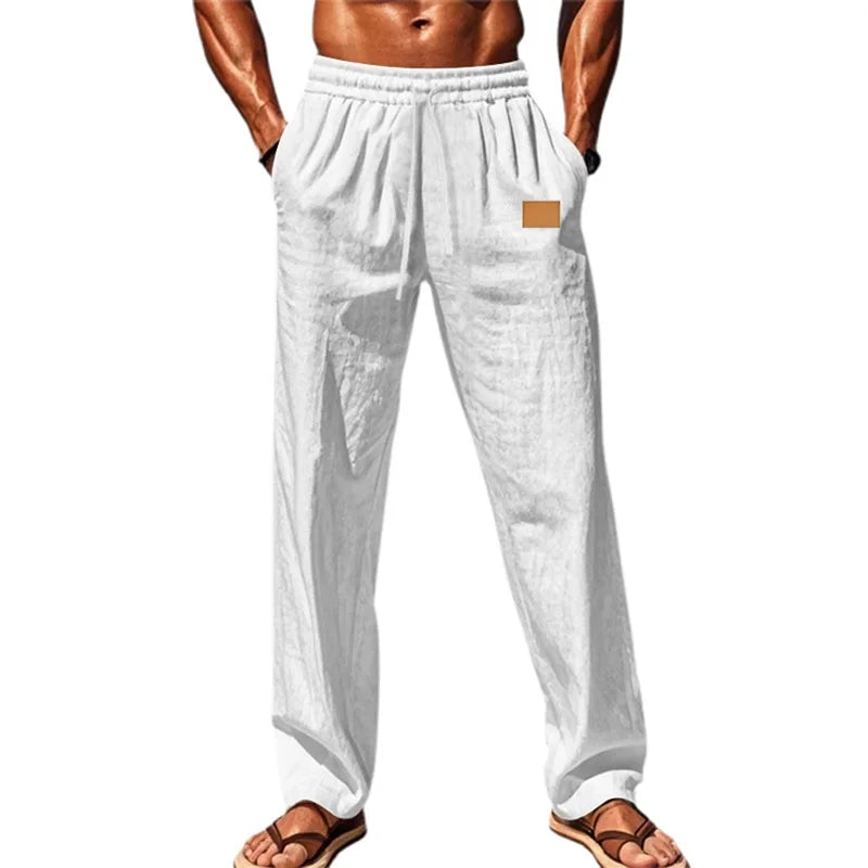 Men's Comfortable Elastic Waist Drawstring Pants with Loose Fit and Breathable Fabric