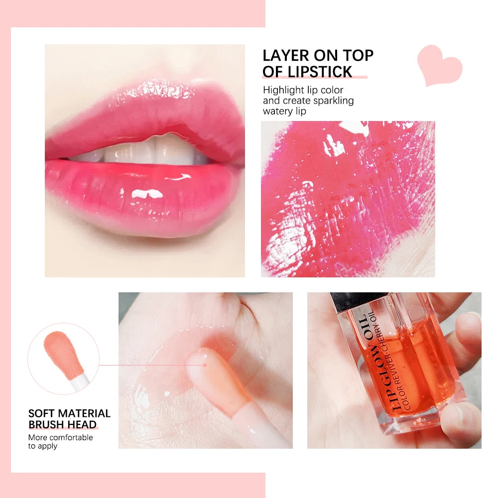 Crystal Jelly Lip Glow Oil 6ml Moisturizing Plumping Lip Gloss, Sexy Plump Lip Glow Oil Tinted Lips.