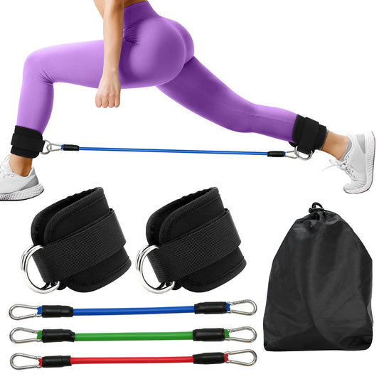 TPE Resistance Bands Ankle Straps Fitness Set, D-Ring Support Ankle Cuffs, Yoga Gym Equipment, Guard Leg Strength Safety Extensions