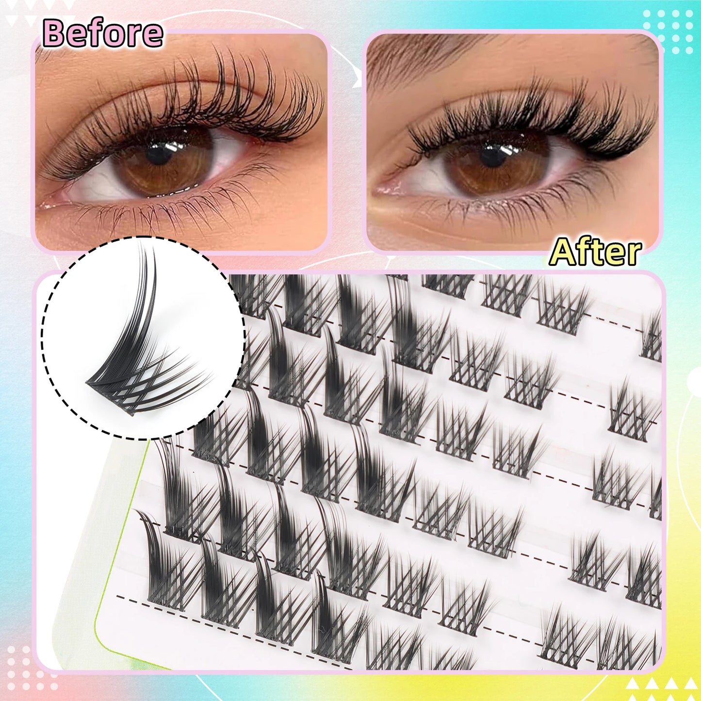 Lash Clusters Eyelash Extensions 120 Pcs Eye Individual Lashes Extension