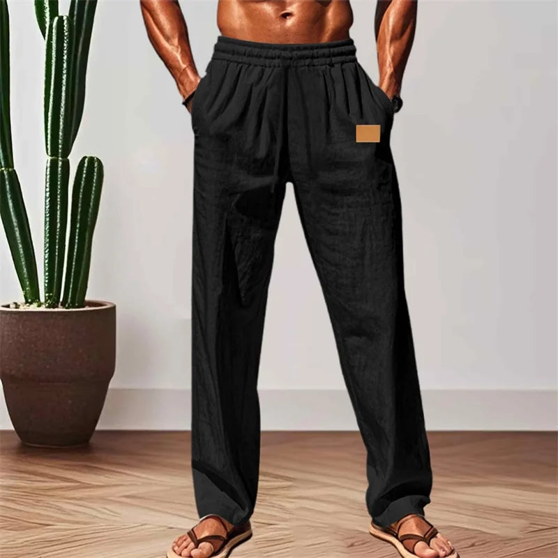 Men's Comfortable Elastic Waist Drawstring Pants with Loose Fit and Breathable Fabric