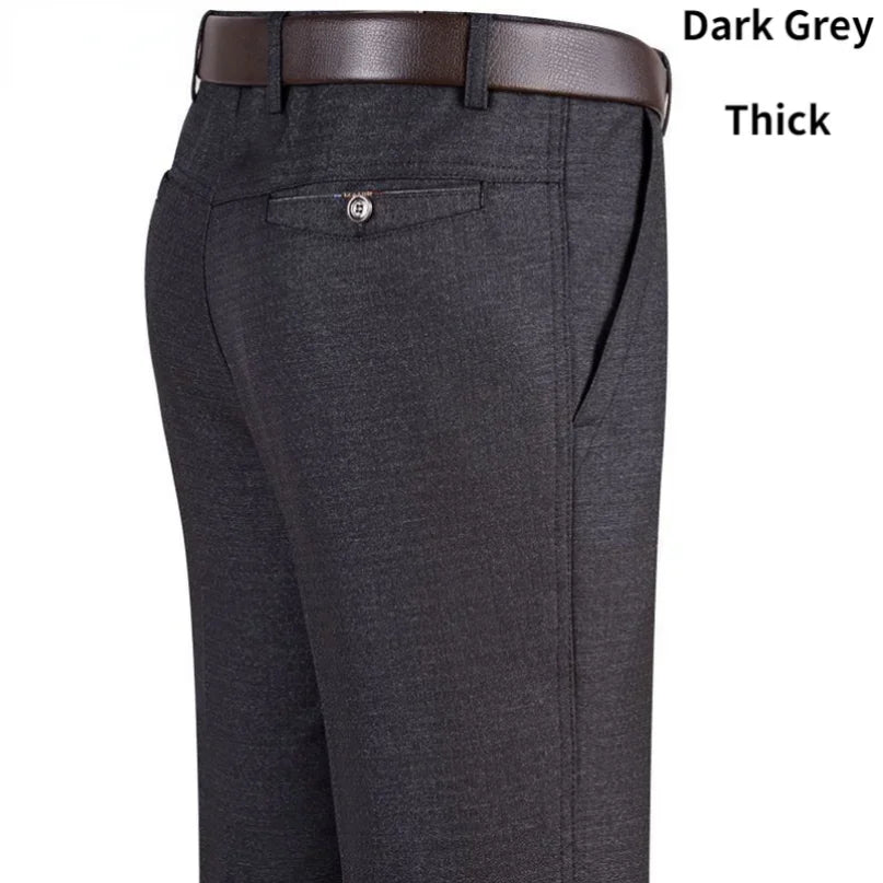 New Men's Summer Thin Business Casual Pants, Autumn Fashion Solid Gentle Thicken Trousers, Male Brand Suit Pant Black Grey RIYBEOE