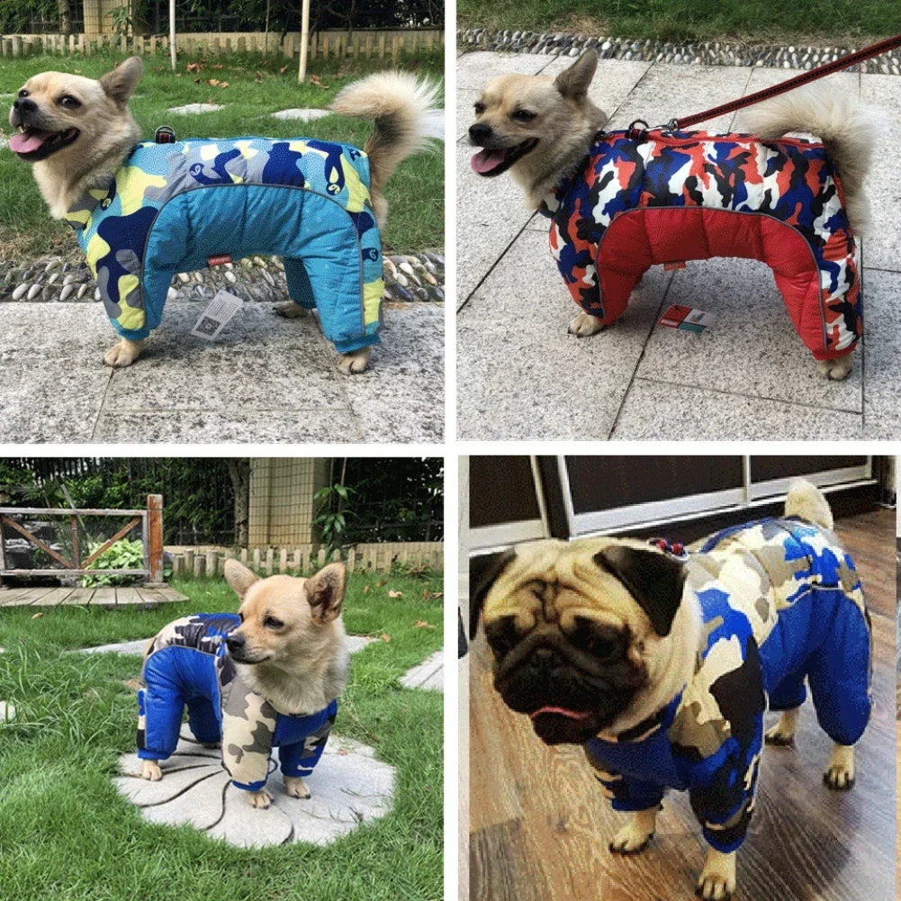 Fullbody Small Dog Coat, Warm Fleece Puppy Jacket, Winter 4-Leg Puffer Coat, Reflective Turtleneck Snowsuit