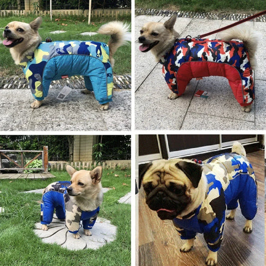 Fullbody Small Dog Coat, Warm Fleece Puppy Jacket, Winter 4-Leg Puffer Coat, Reflective Turtleneck Snowsuit