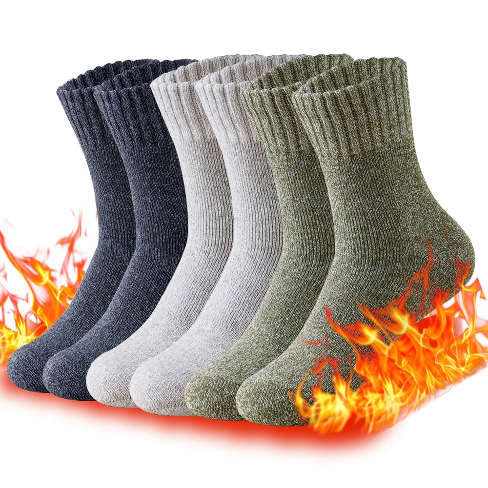 3 Pairs Winter Thick Towel Men's Socks, Outdoor Sports Long Socks Cold Resistant Frost Proof
