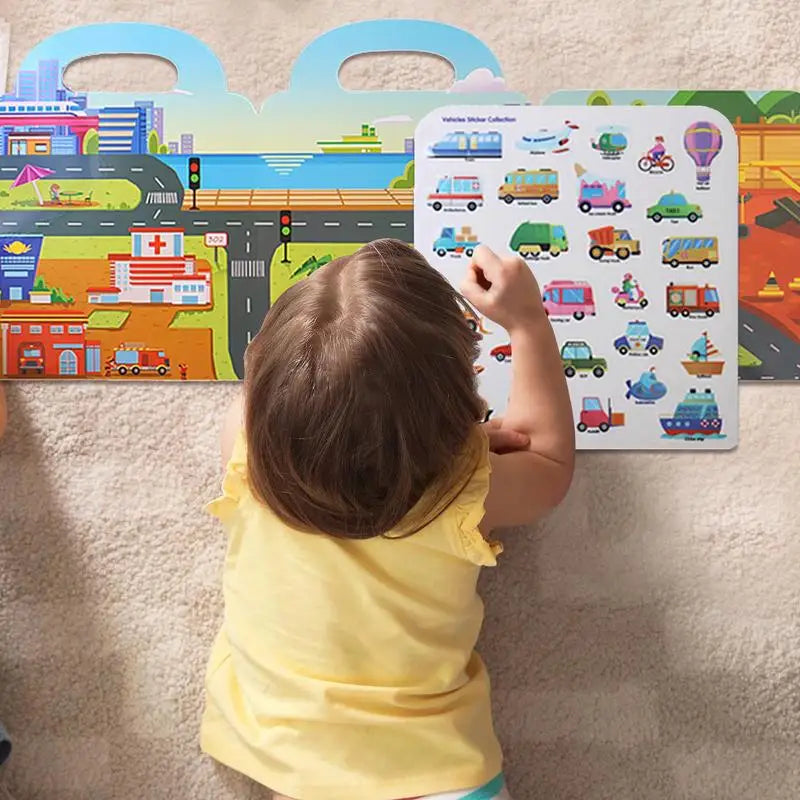 Reusable Sticker Book Cartoon DIY Puzzle, Educational Cognition Learning Toys, Cute Stickers, For Children Age 3