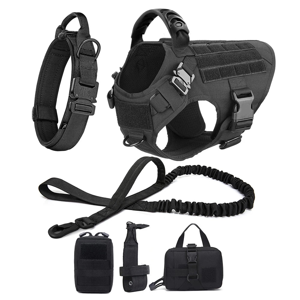 Large Dog Harness and Leash Set Pet German Shepherd and Malinois Training Walking Vest, Dog Harness and Collar for Medium and Large Dogs
