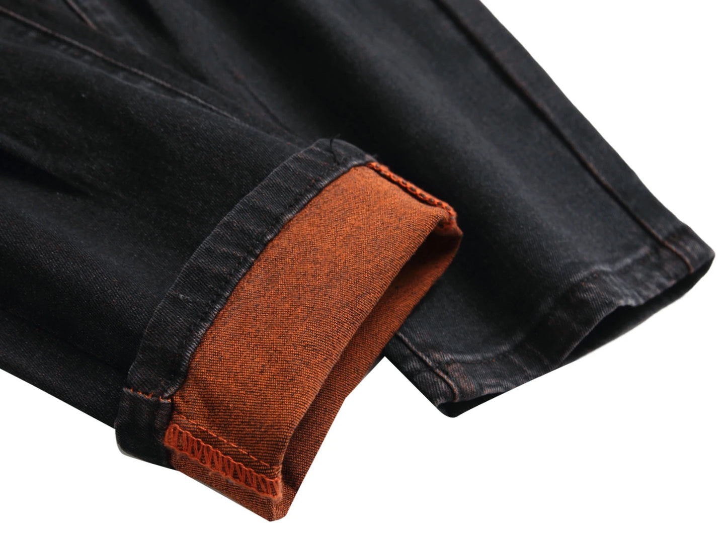 Men's black jeans, orange distressed long casual party stretch denim long pants 511