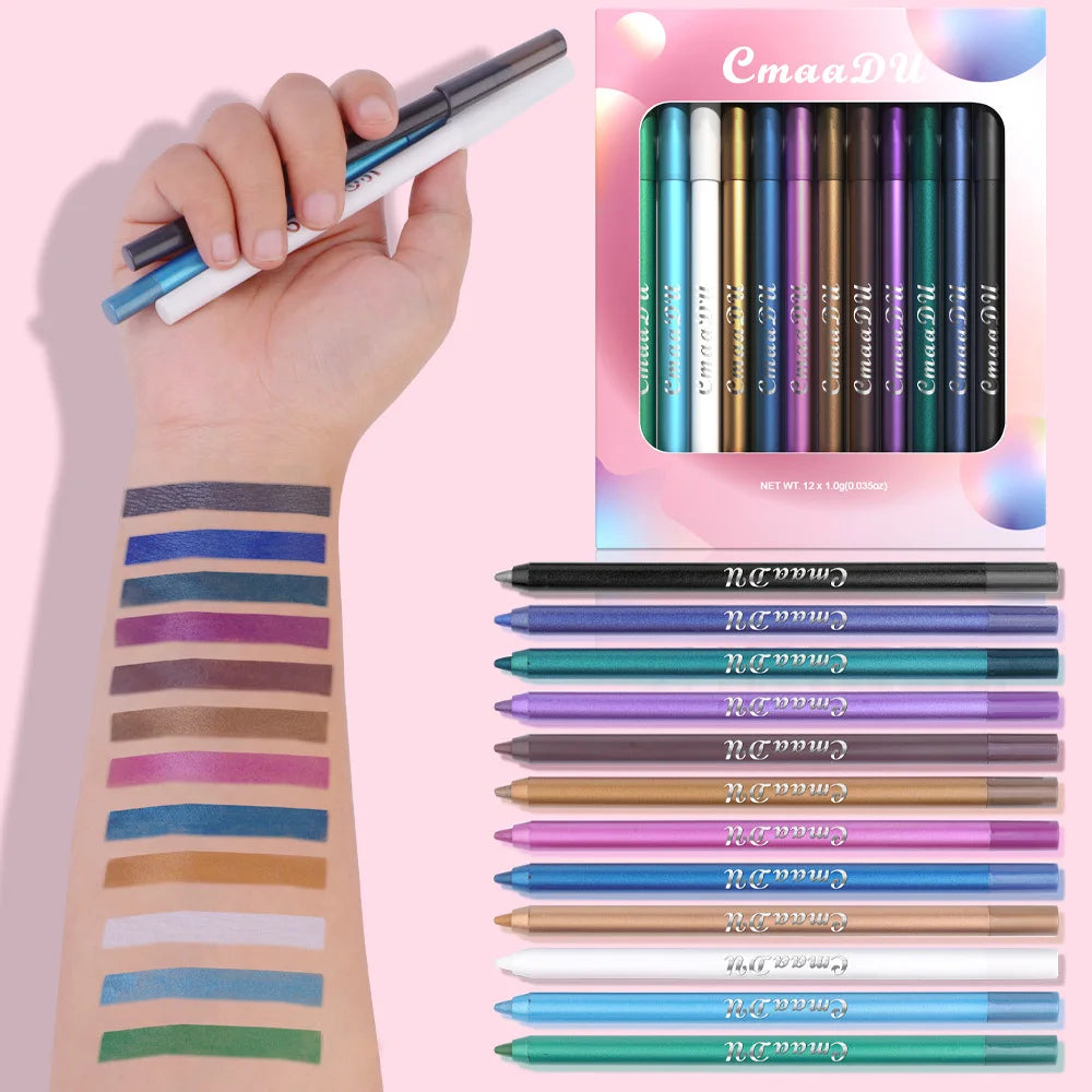 Waterproof Eyeliner Pencil Set, A Combination of Multiple Colors, Shimmering Multi-Color Eyeshadow