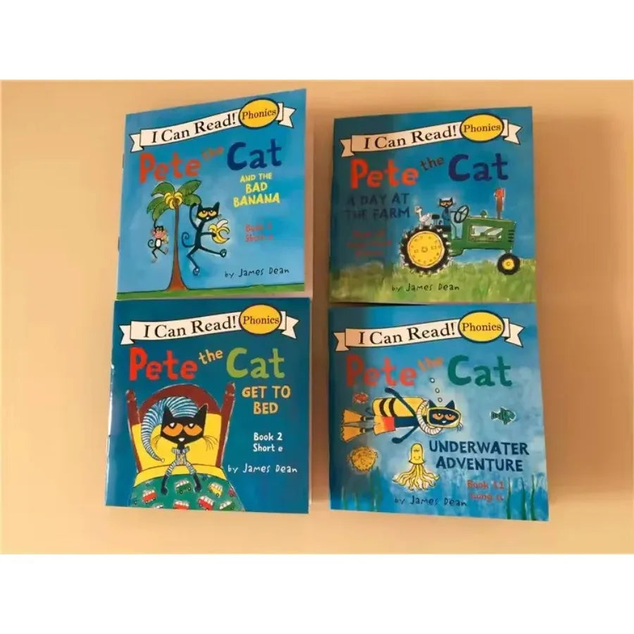 12 Books/Set I Can Read Pete, The Cat English Picture Books, Children's Story Book, Early Educational Pocket Reading Book