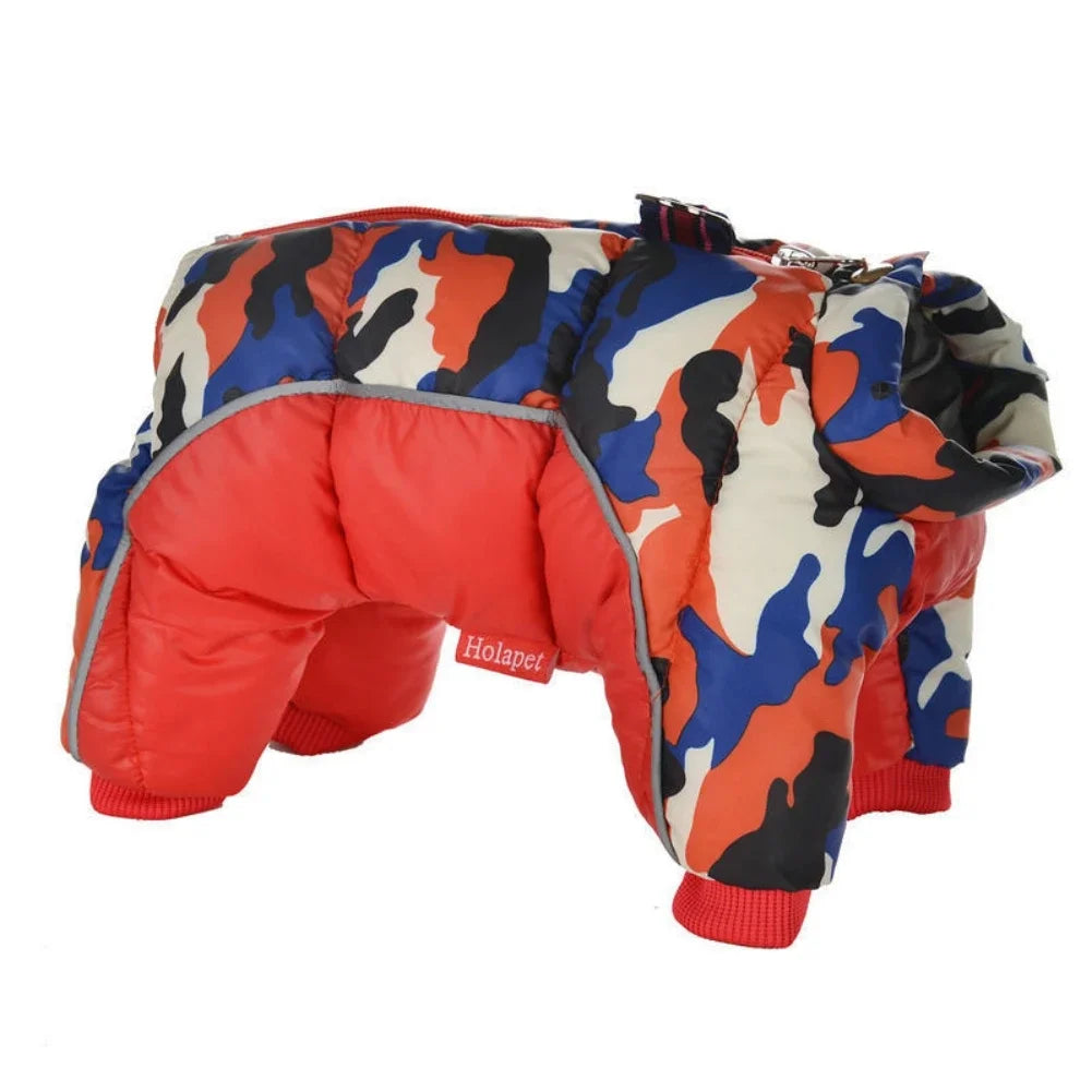 Fullbody Small Dog Coat, Warm Fleece Puppy Jacket, Winter 4-Leg Puffer Coat, Reflective Turtleneck Snowsuit