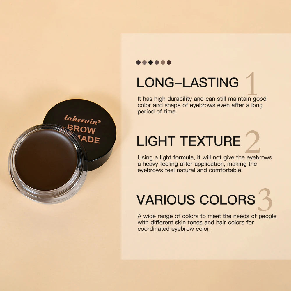 Long-lasting Eyebrow Enhancers Makeup, 6 Colors Waterproof 3D Natural Eyebrow Pomade Eyebrow Gel with Brush, Professional Makeup