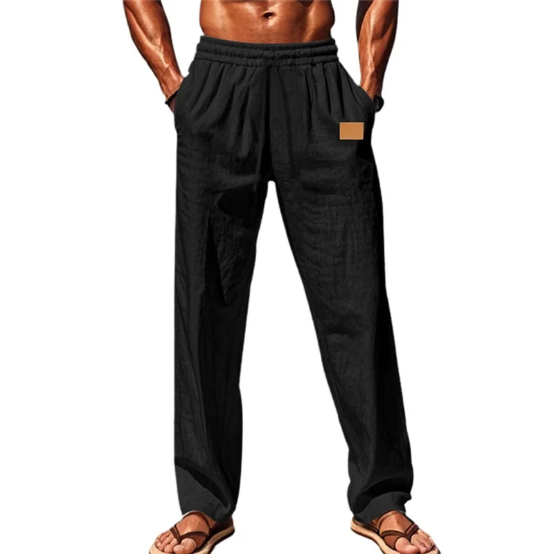 Men's Comfortable Elastic Waist Drawstring Pants with Loose Fit and Breathable Fabric