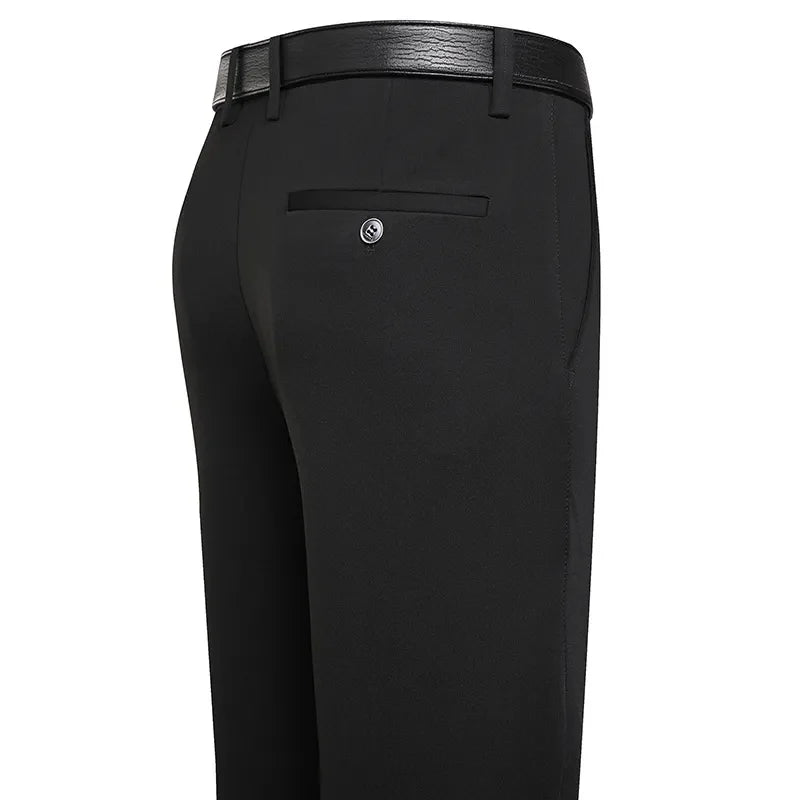 Suit Pants, Men Business Casual Trousers, Formal Dress Straight Pants Elastic, Black and Navy Blue Male Clothing