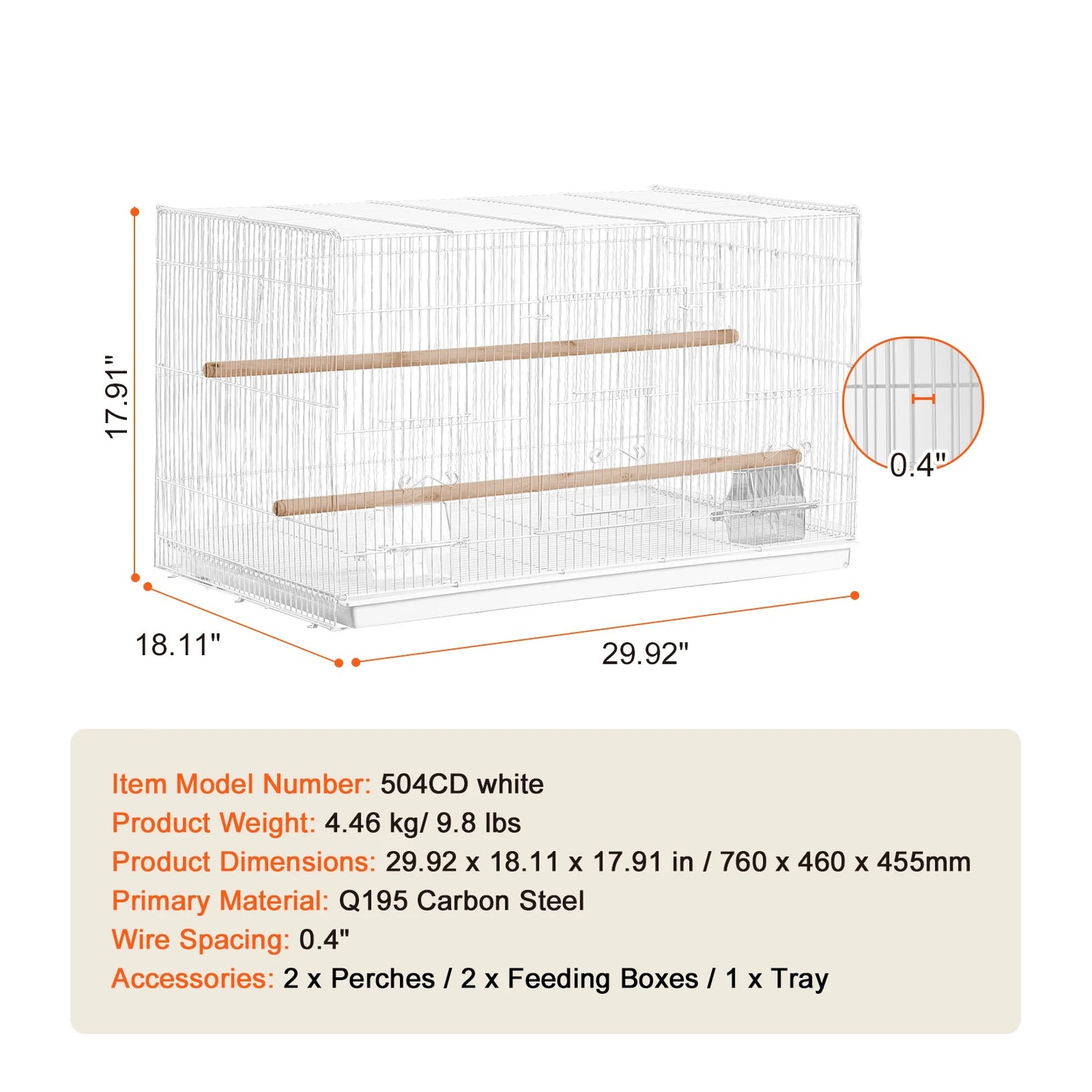 SucceBuy 30In Flight Bird Cage, Stackable Divided Small Animal Cage for all kinds of Birds, Pet Travel Bird Cage with Handle and Perch.