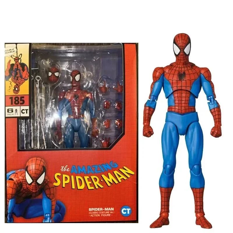 Spiderman Mafex 185 Classic Spider-Man Action Figure, Anime Model Toys 15cm