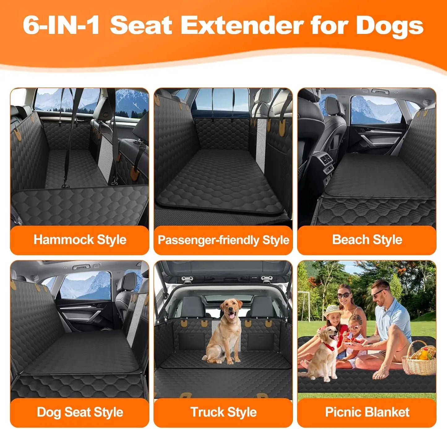 Waterproof Pet Travel Accessories Foldable Dog Car Seat, Car Pet Seat Safety Hammock, Trunk Mat Car Rear Back Seat Protector