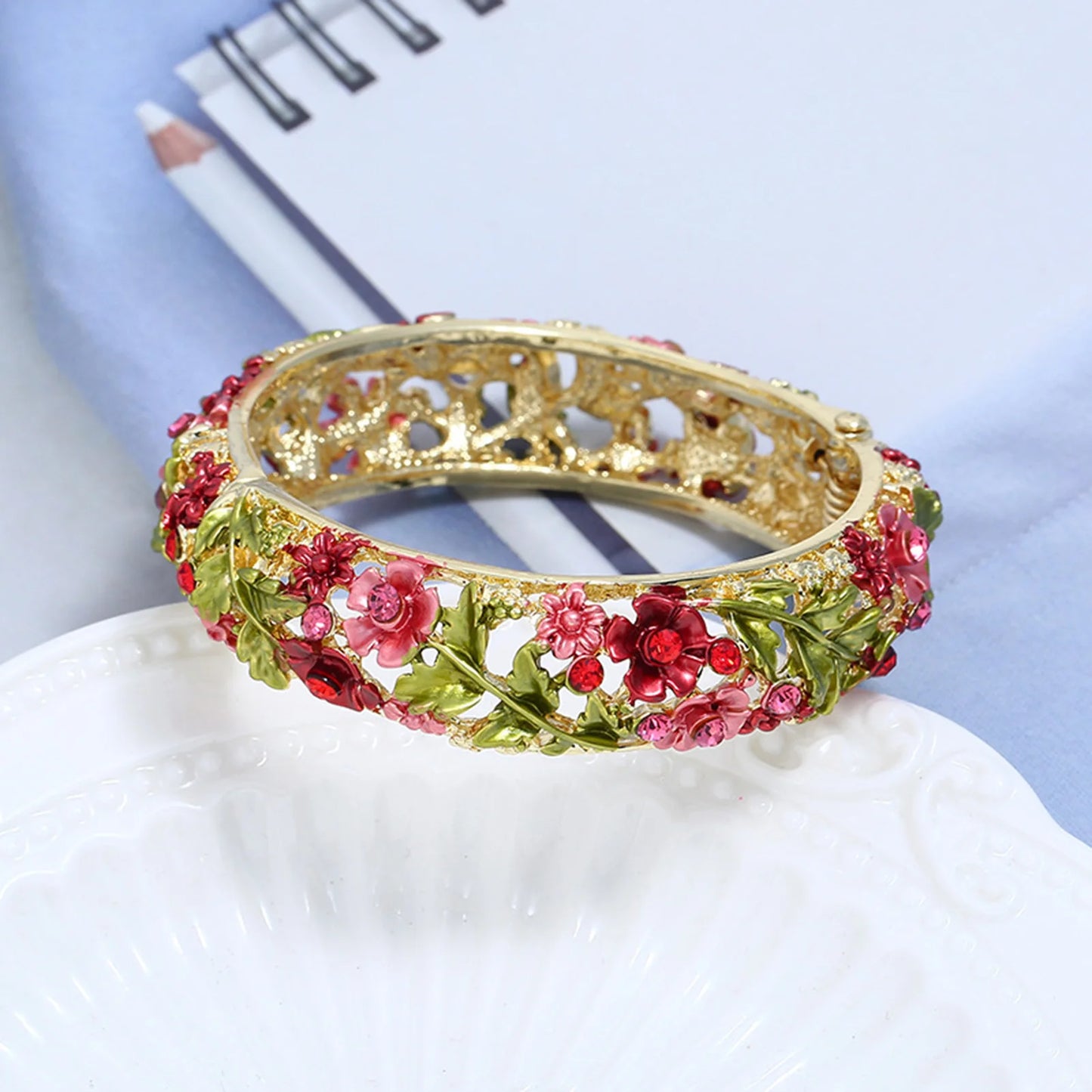Ethnic Style Bracelets for Women Hallow Out Charm Flower Bangles