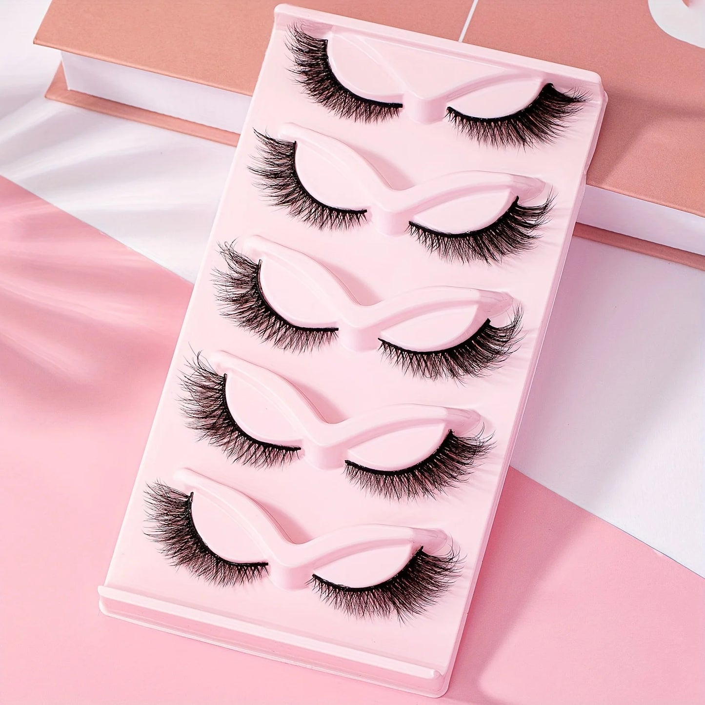 5 Pairs Full False Lashes Cat Eye Look 15mm Tail Elongated Eyelashes