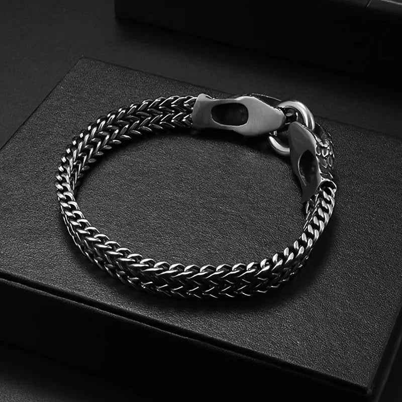1pc Retro Classic Snake Head Animal Stainless Steel Bracelet with Ring Buckle