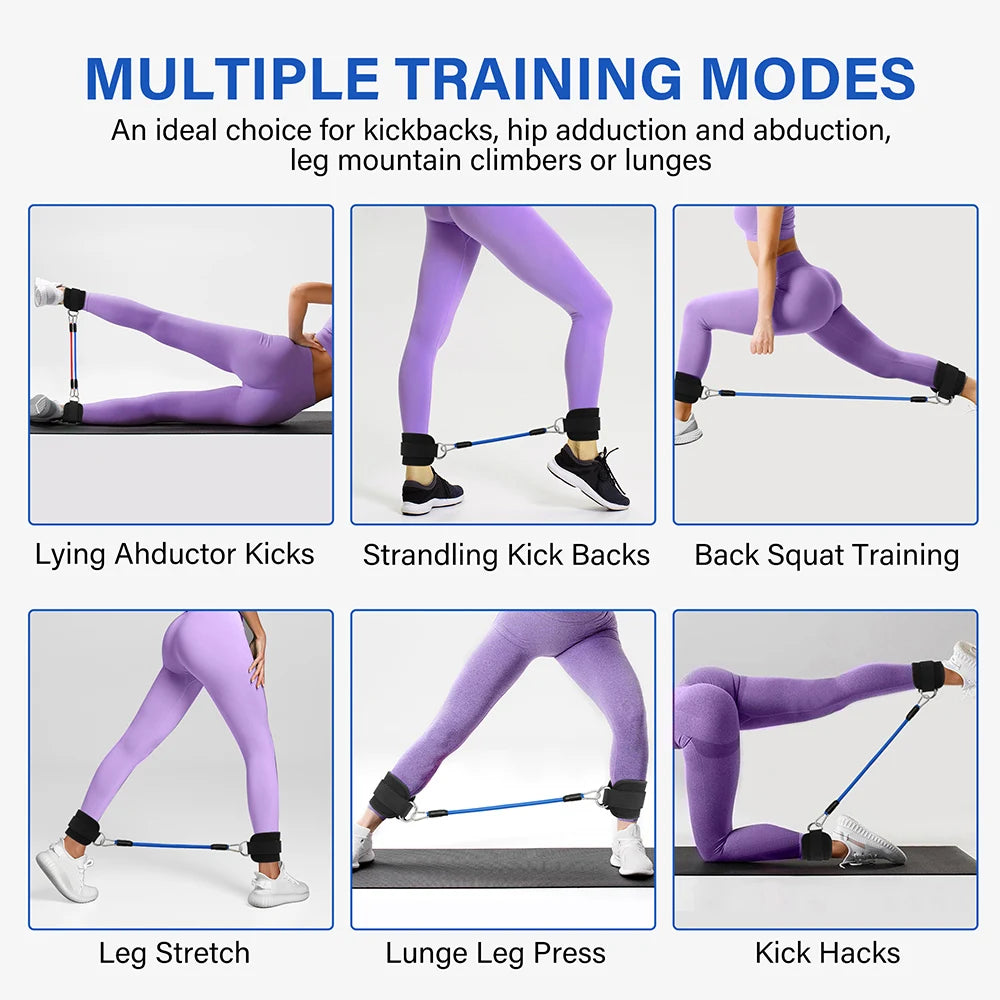 TPE Resistance Bands Ankle Straps Fitness Set, D-Ring Support Ankle Cuffs, Yoga Gym Equipment, Guard Leg Strength Safety Extensions