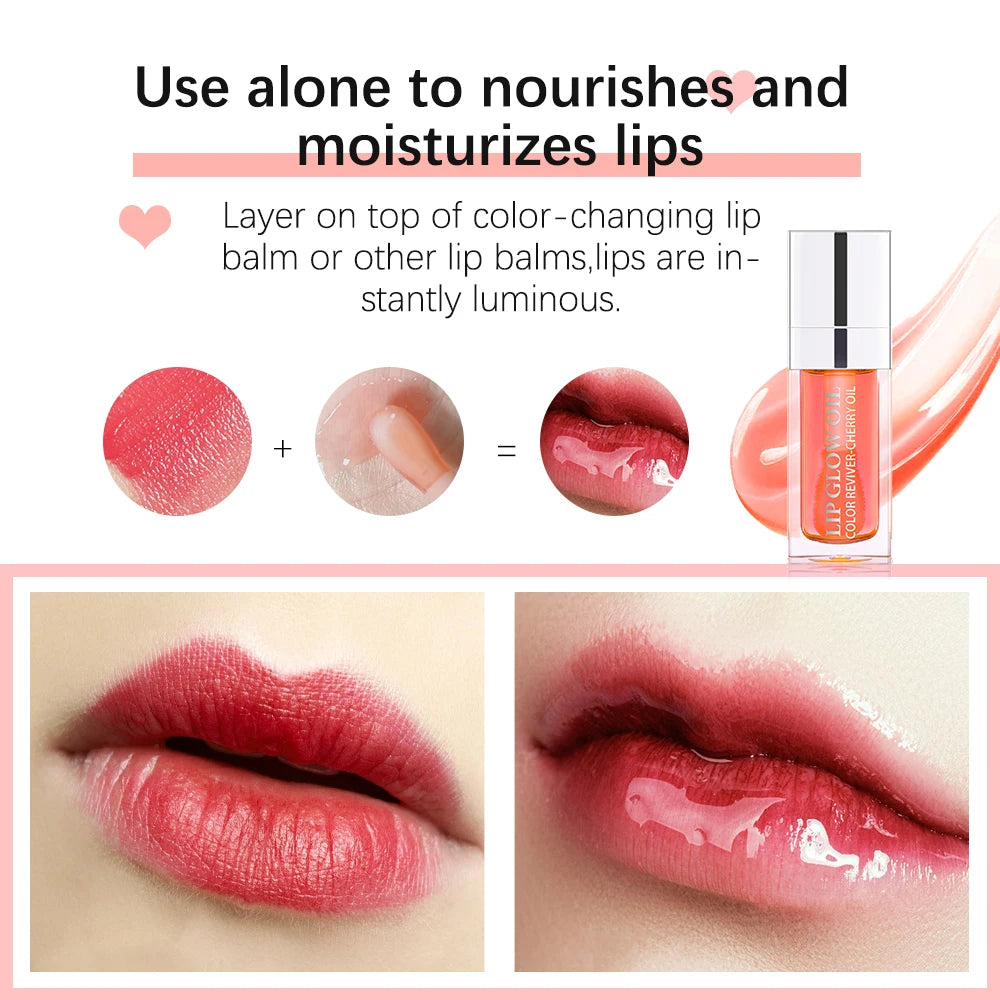 Crystal Jelly Lip Glow Oil 6ml Moisturizing Plumping Lip Gloss, Sexy Plump Lip Glow Oil Tinted Lips.
