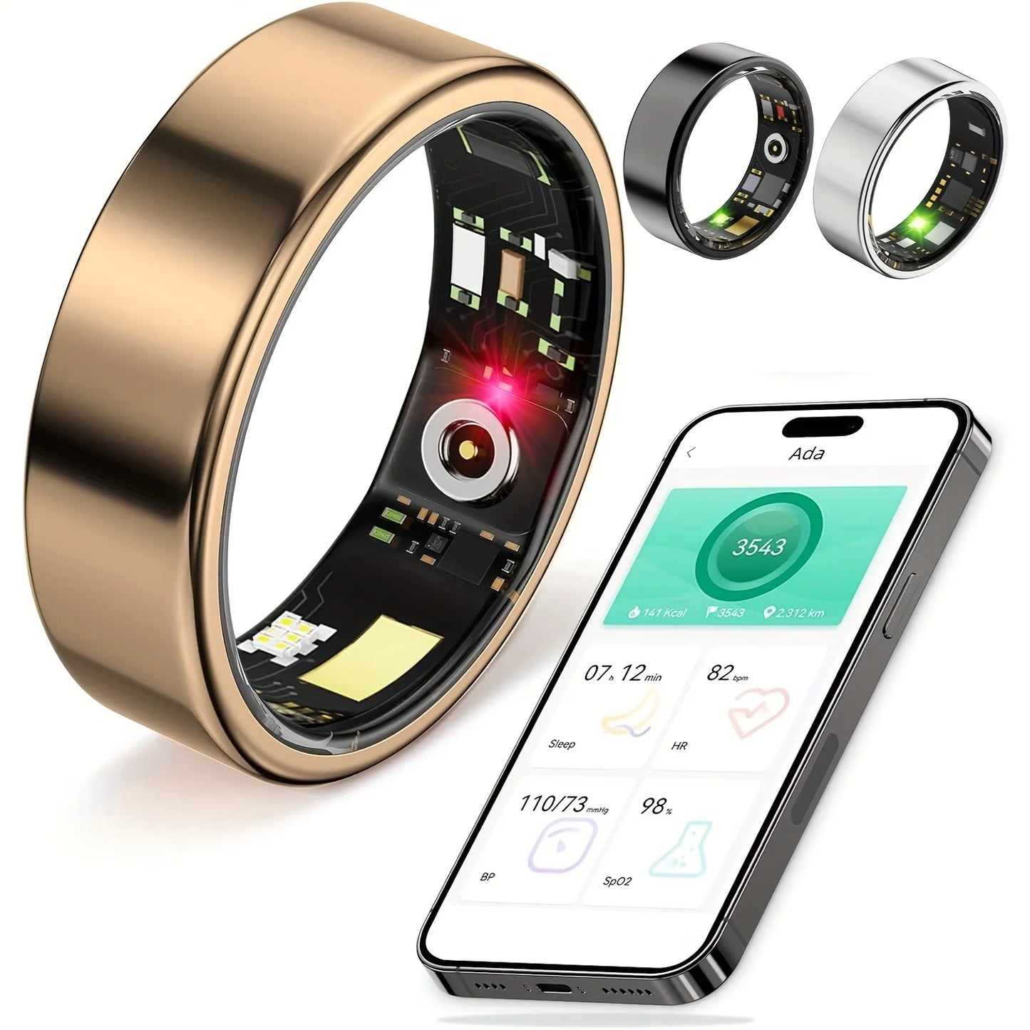 Smart ring, sleep tracking, motion monitoring, compatible with iPhone and Android, smart gift suitable for women and men