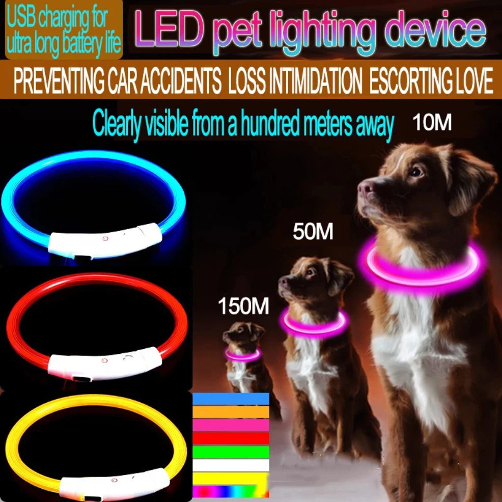 40/50/70cm Size customizable New Dog Luminous Collar, Bright Dog Collar, Glowing Led Light Dog Collar, Light Night Safety
