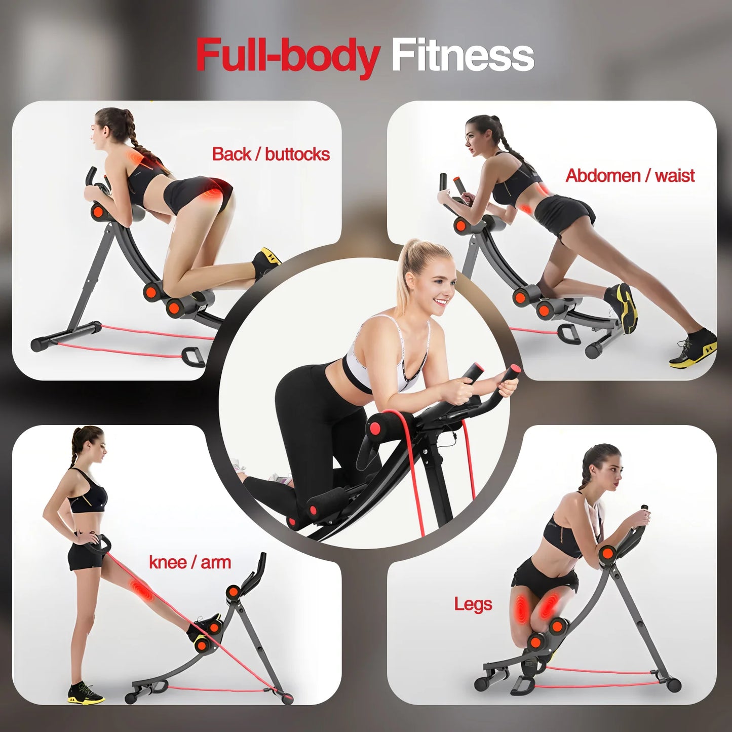 GIKPAL Foldable Ab Machine Workout Equipment for Home Gym, Core & Abdominal Trainer Fitness Equipment, Max 440lbs LCD Display