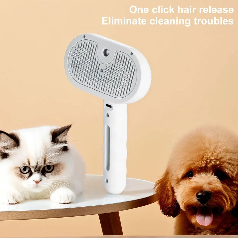 3 in 1 Cat Steam Brush Rechargeable Pet Hair Cleaning Brush Comb for Shedding & Grooming