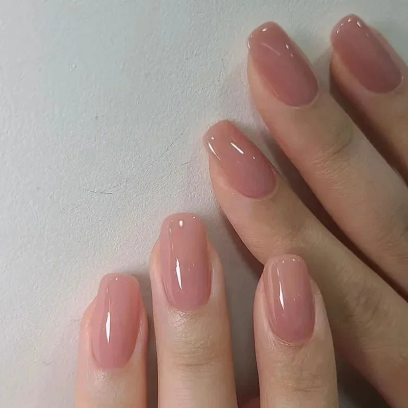 24PCS Fake French Short Nails