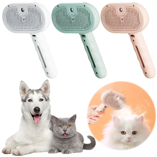 3 in 1 Cat Steam Brush Rechargeable Pet Hair Cleaning Brush Comb for Shedding & Grooming