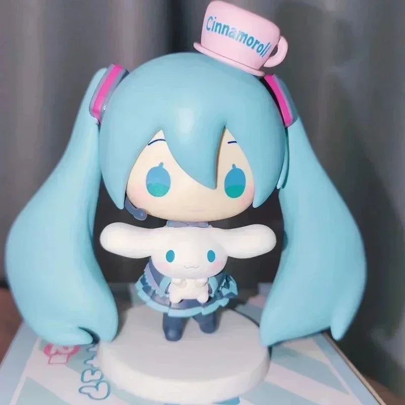 Anime Hatsune Miku Figure Cinnamoroll Figures, Miku Kawaii Action Figurine Q-version, Doll Model PVC Desktop Decoration Toys
