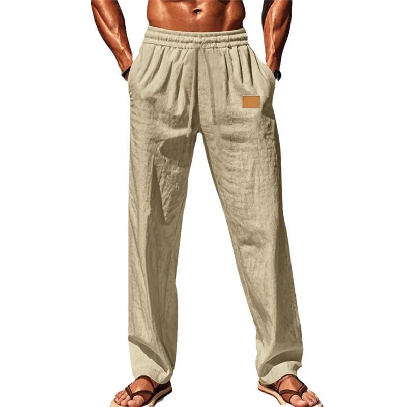 Men's Comfortable Elastic Waist Drawstring Pants with Loose Fit and Breathable Fabric