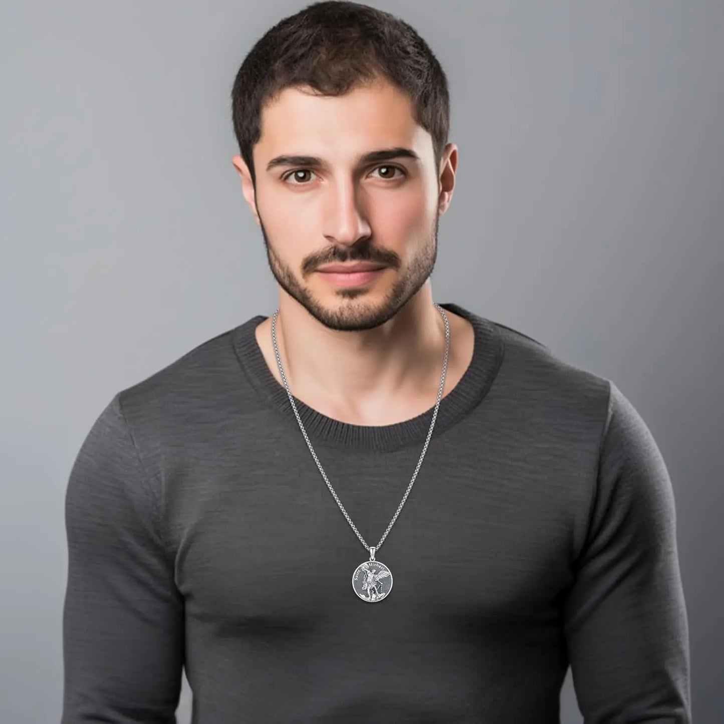 Saint Michael Necklace 925 Sterling Silver Protection Amulet for Men/Women