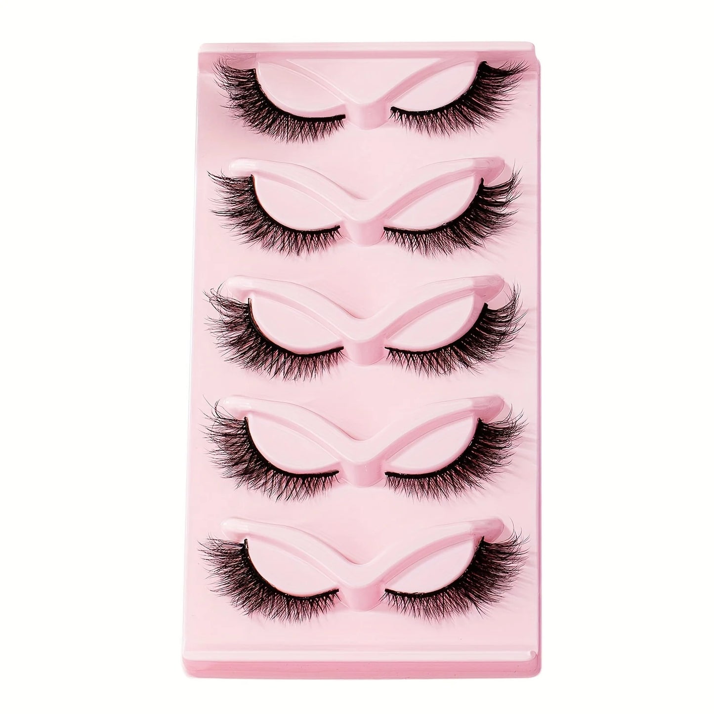 5 Pairs Full False Lashes Cat Eye Look 15mm Tail Elongated Eyelashes
