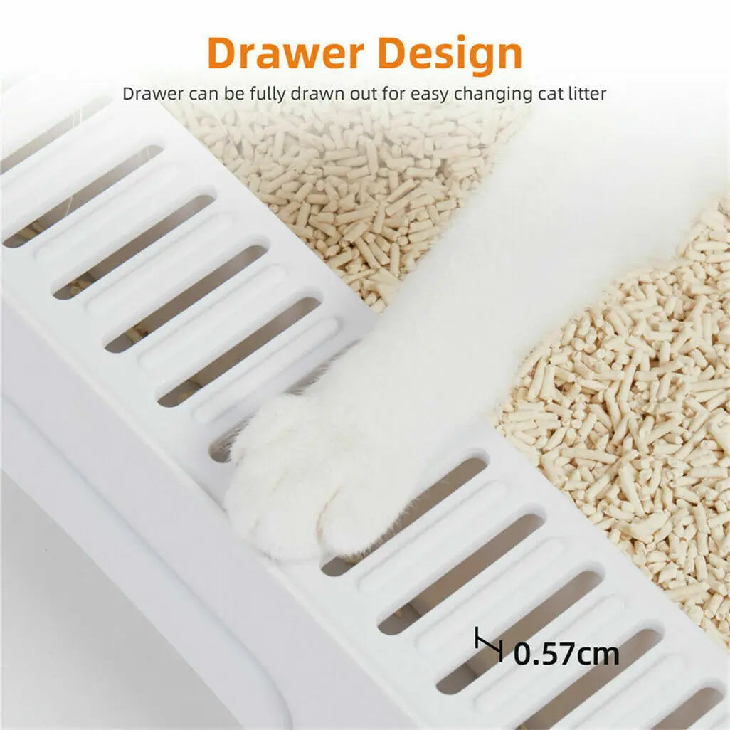 Cat Litter Box with Scoop and Tray Sifting Enclosed, Foldable Kitten Toilet, Detachable Poop Top and Front Entry.