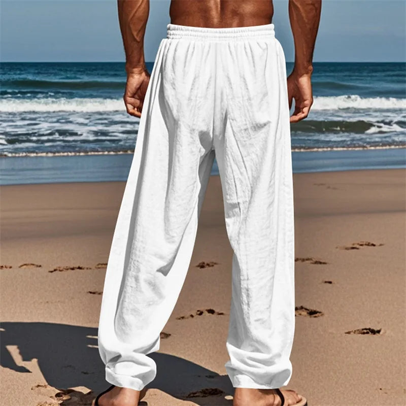 Men's Comfortable Elastic Waist Drawstring Pants with Loose Fit and Breathable Fabric